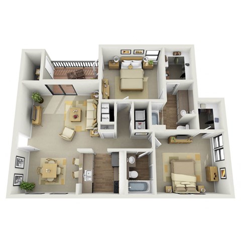 Floor plan for 2 beds, 2 baths, 1150 sqft